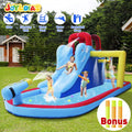 Kids Inflatable Water Slide Bouncer Playhouse Castle with Splash Pool, Climbing Wall, Basketball Hoop, Bag, Air Blower N915104