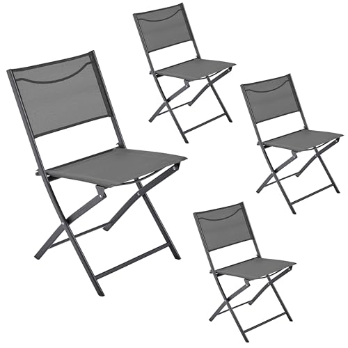 Black Set of 4 Metal Folding Dining Chairs W170796