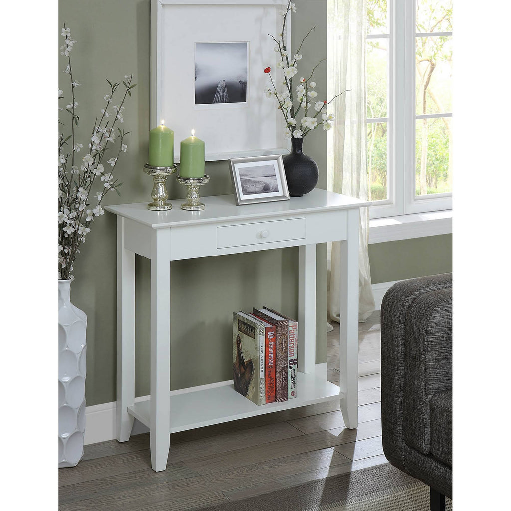 White Hall Table with Drawer/Shelf B46635