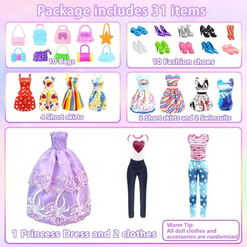 92Pcs Doll Clothes and Accessories with Doll Closet for 11.5 Inch Doll T969469