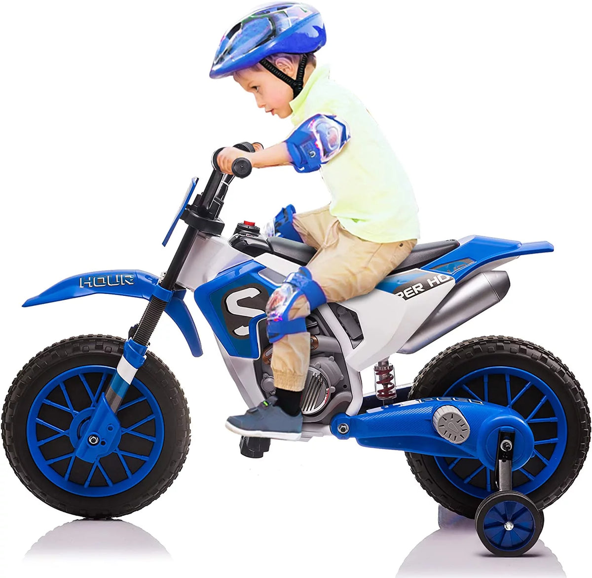 12V Kids Off-Road Ride on Dirt Bike with Training Wheels, Green K640