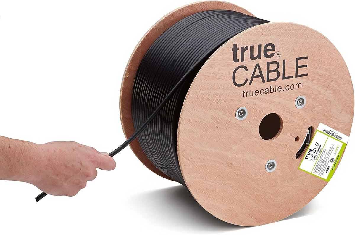 Cat5e Outdoor Unshielded UTP 1000ft Black 24AWG Solid Bare Copper Ethernet Cable L70973