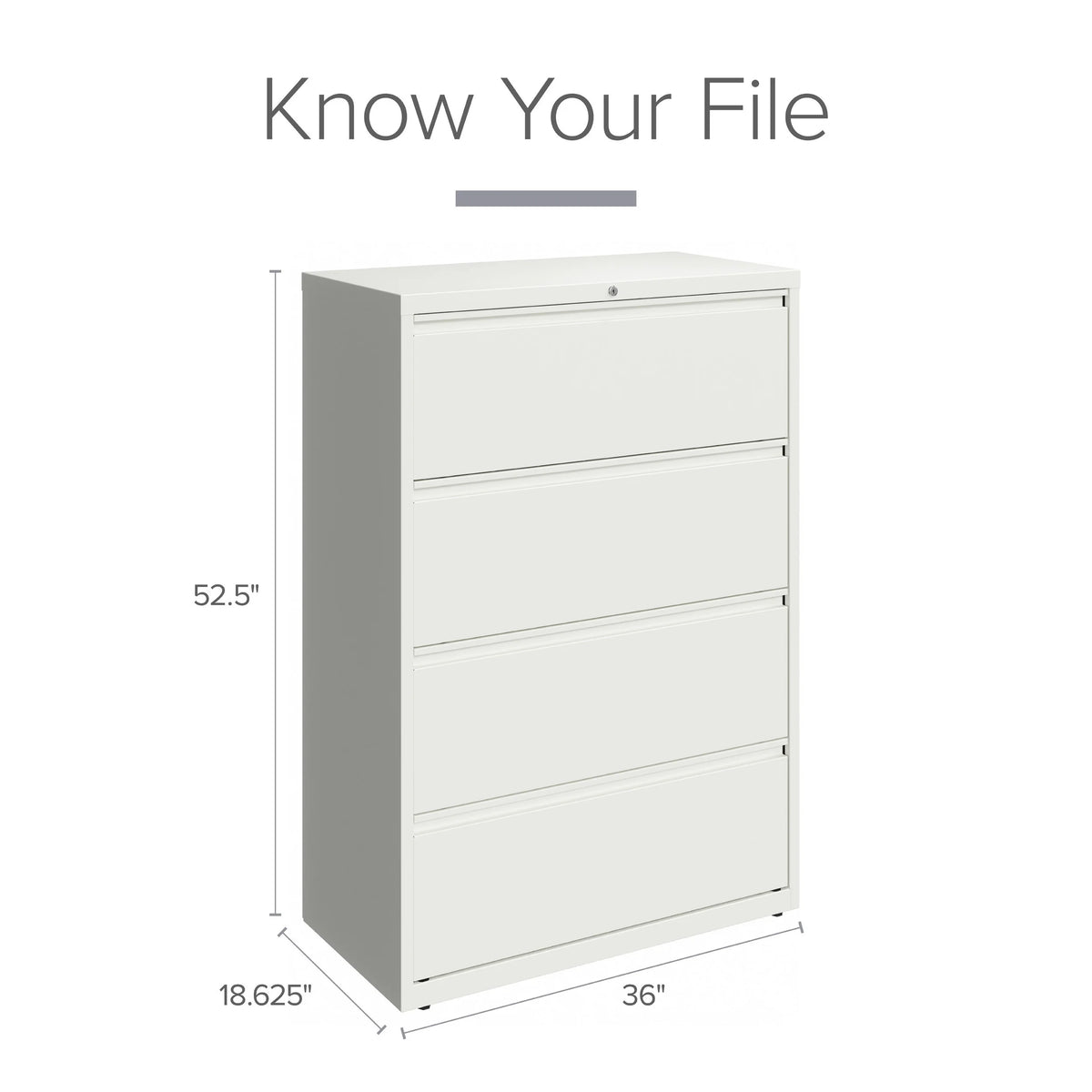 36 Inch Wide 4 Drawer Metal Lateral File Cabinet White D45163
