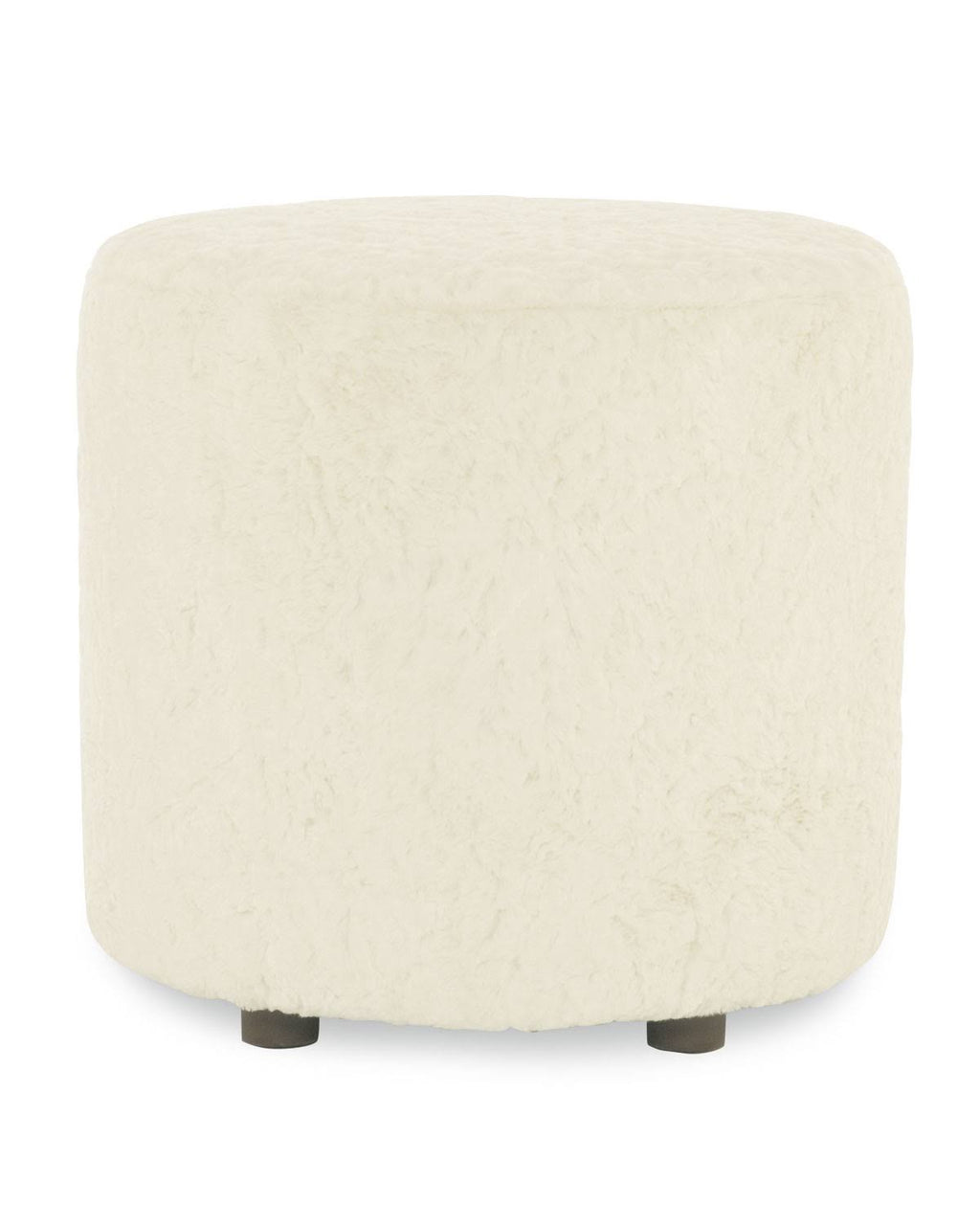 Ivory Faux Fur Ottoman M5228