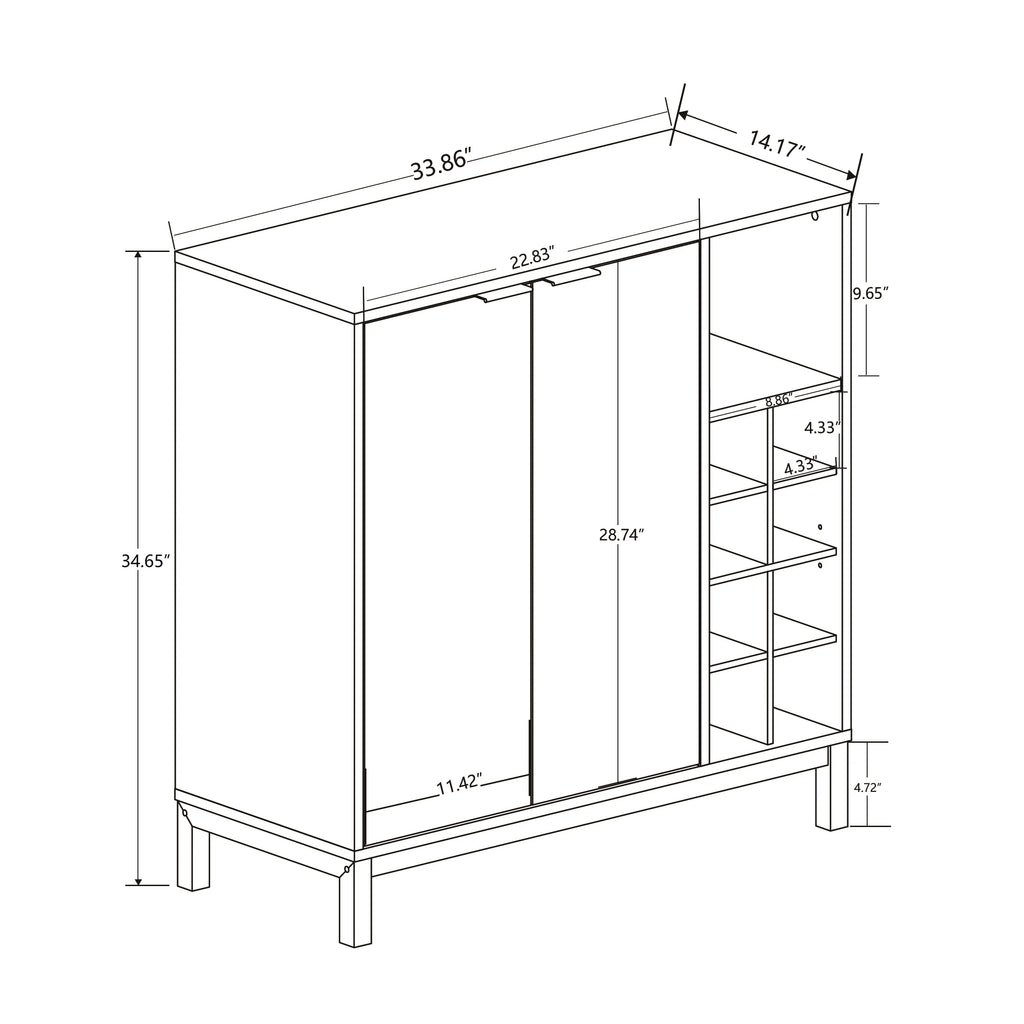 White Sideboard Buffet Cabinet with Storage Z707
