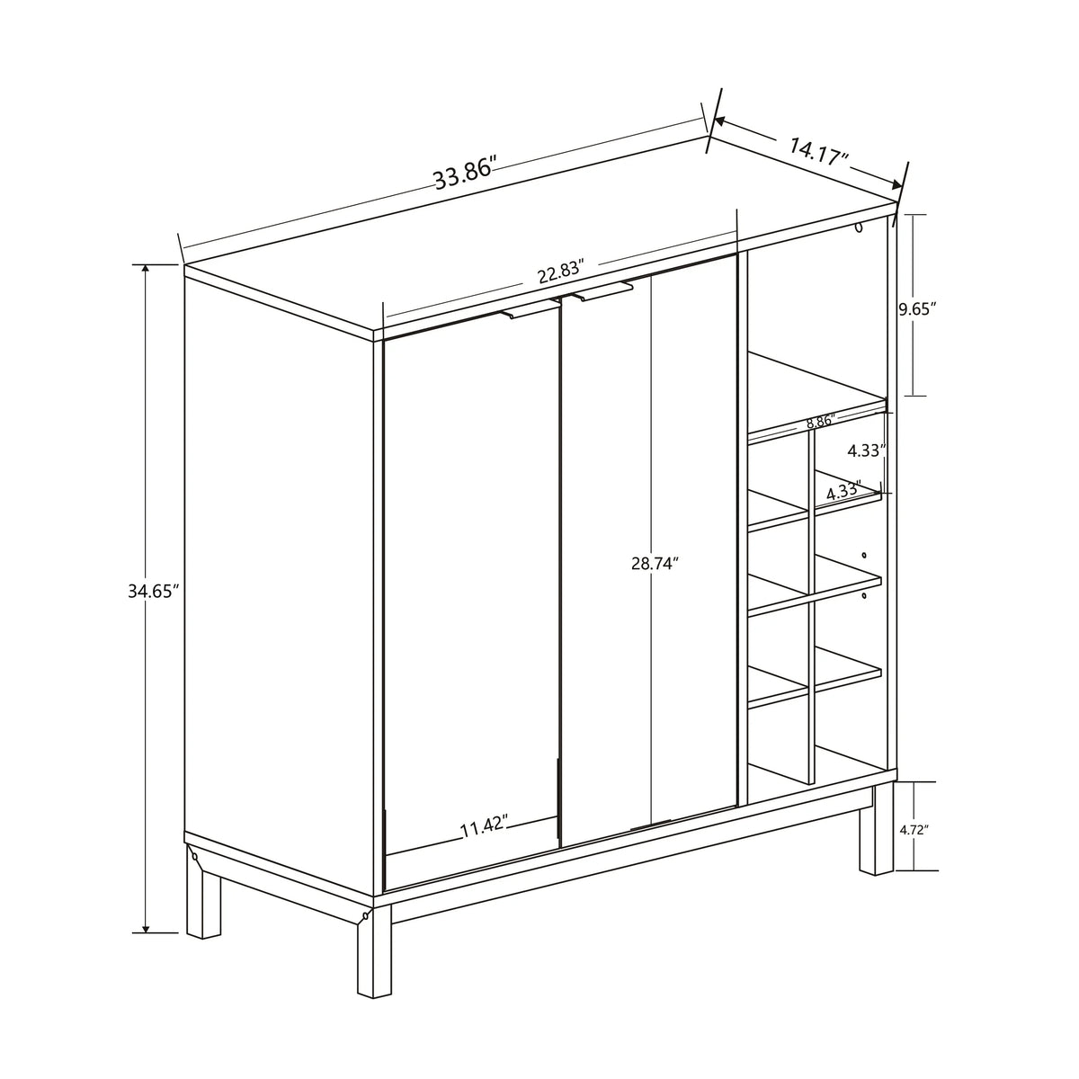 White Sideboard Buffet Cabinet with Storage Z707