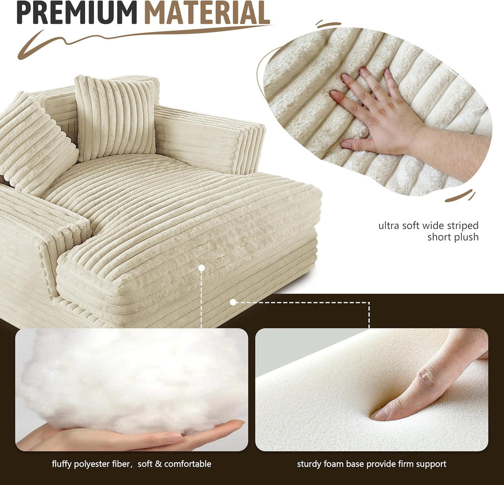 Oversized Chaise Lounge Sofa with 2 Throw Pillows U96220