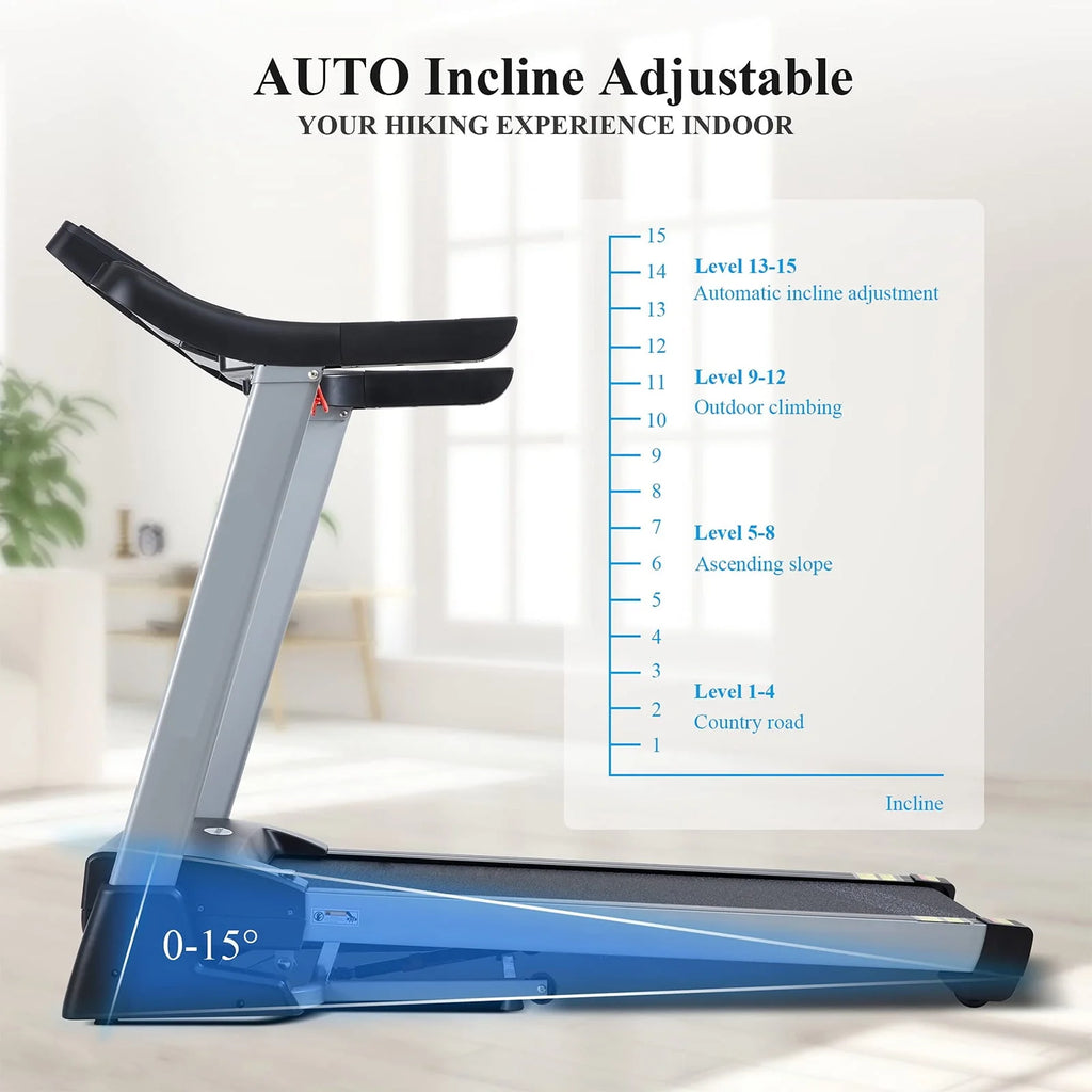 Folding Treadmill with 15% Electric Incline Y61454