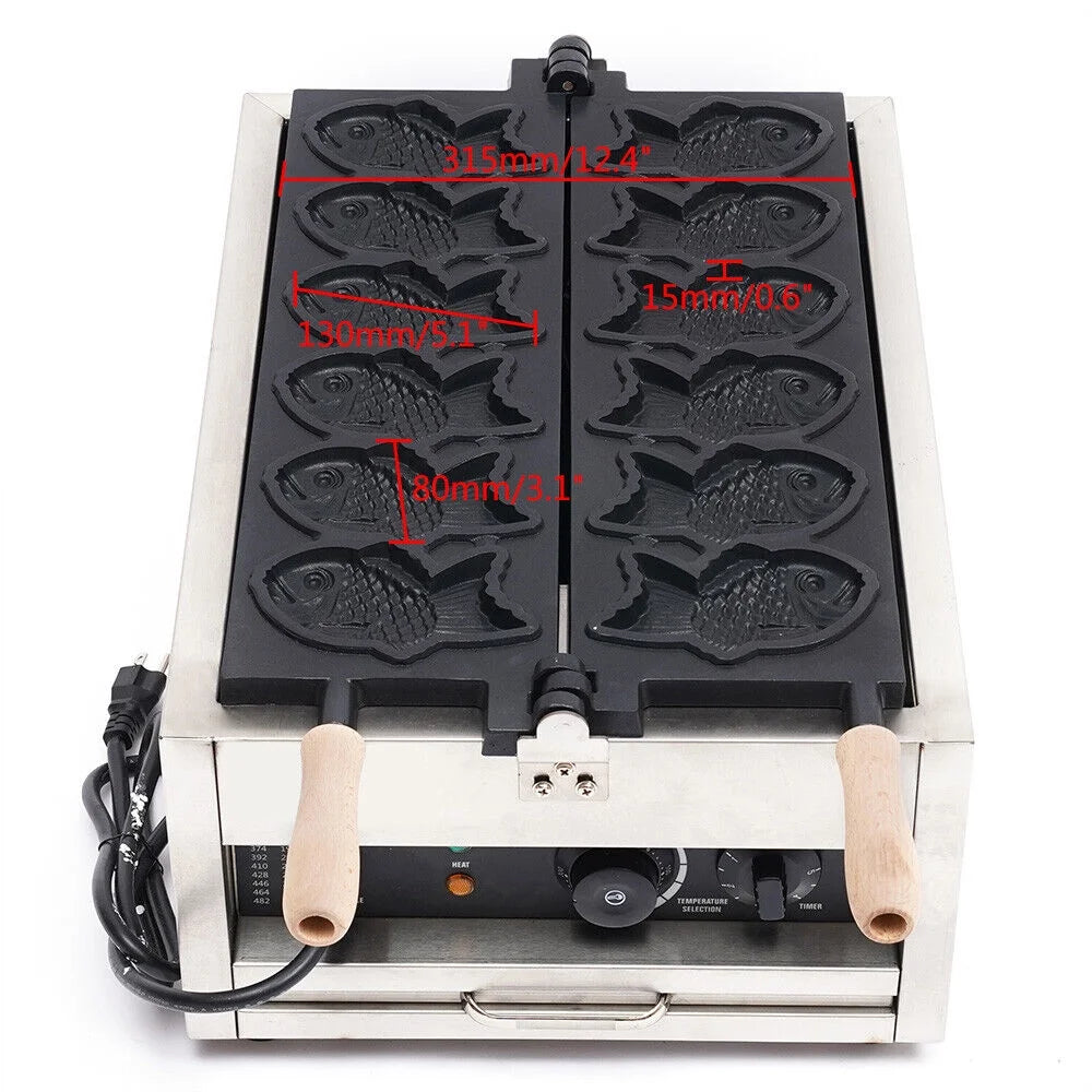 Nonstick Stainless Steel Fish Shape Waffle Iron Baker Machine H499107
