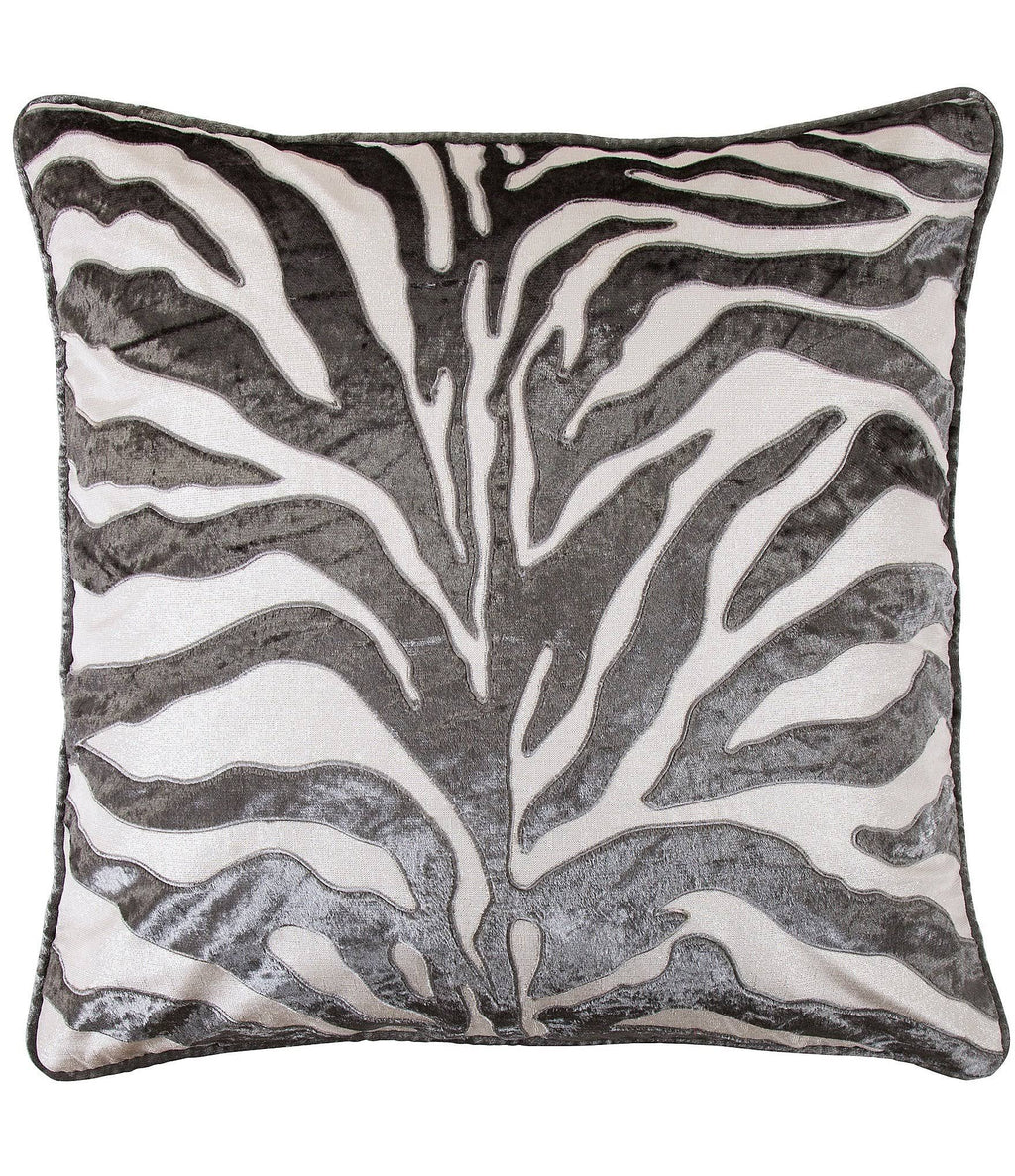 Silver Zebra Velvet Euro Sham O40037