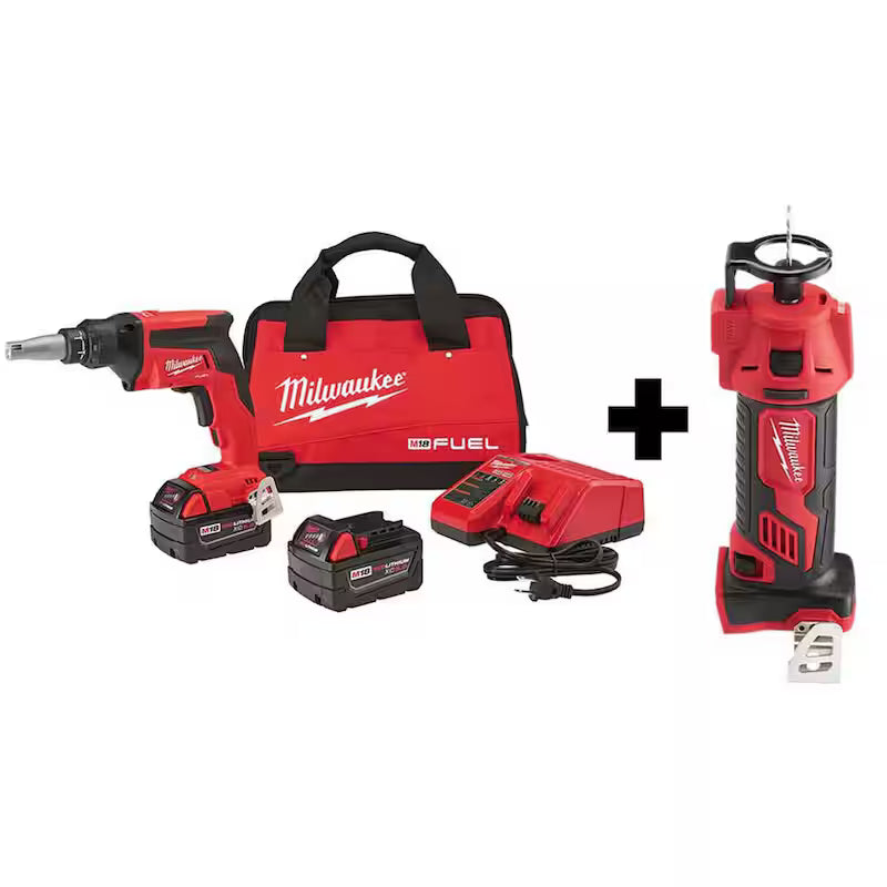 18V Lithium-Ion Brushless Cordless Drywall Screw Gun Kit with Cut Out Tool V433