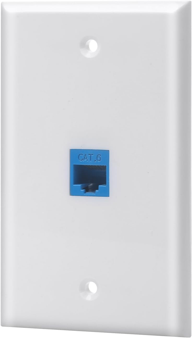 Cat6 Keystone Ethernet Wall Plate Female to Female White 6 Port Pack of 2 I455