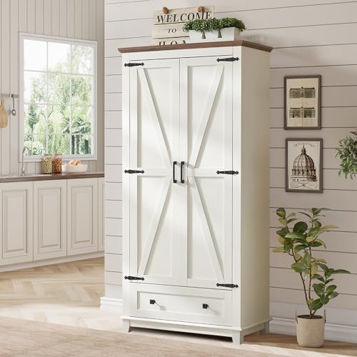 72" Tall Storage Cabinet with Adjustable Shelves & Barn Doors D96309