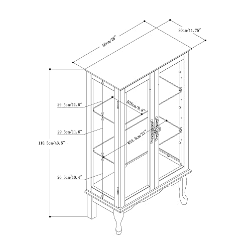 Oak Corner Curio Cabinet with Tempered Glass Doors D9734