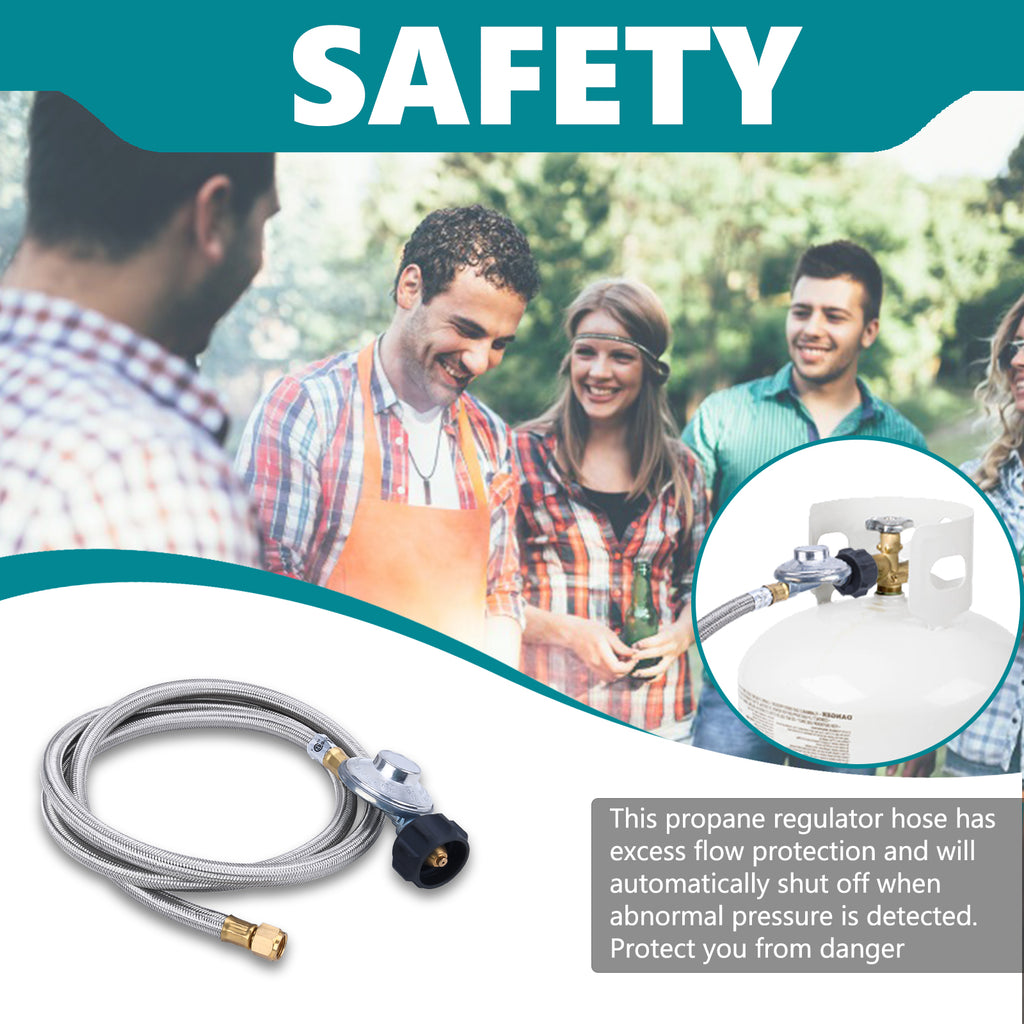 6Ft Propane Regulator and Hose, 3/8" Female Flare F4130