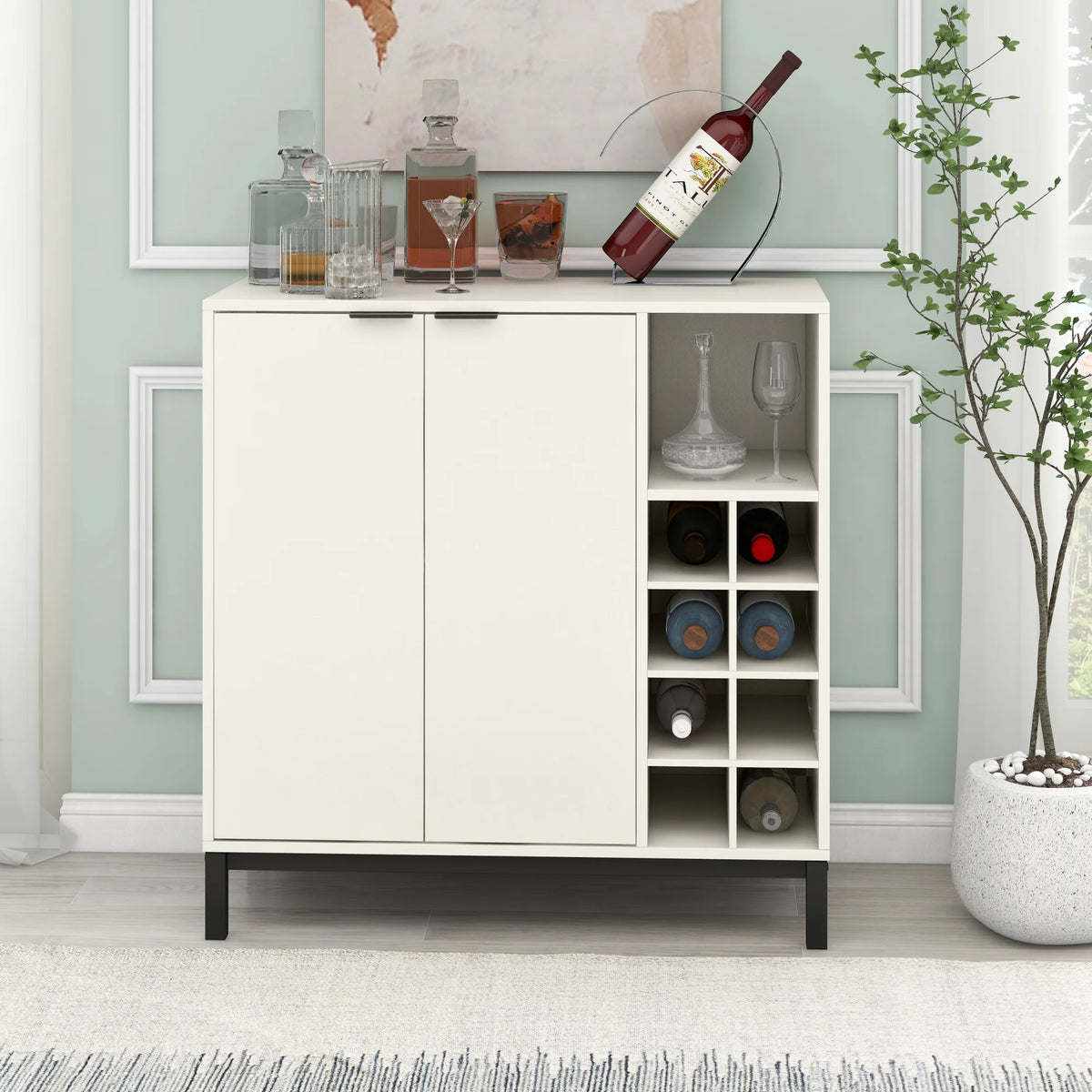 White Sideboard Buffet Cabinet with Storage Z707