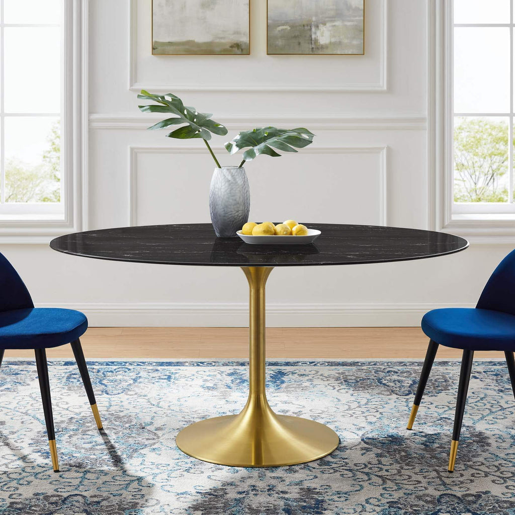 60" Oval Artificial Marble Dining Table T73491