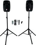 Dual 10" Powered Speakers PA System with Bluetooth, Mic, Stands M57348