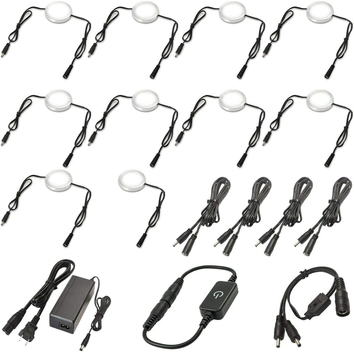 Under Cabinet LED Lighting Kit, Touch Dimmable, 12 Lights, Warm White V582