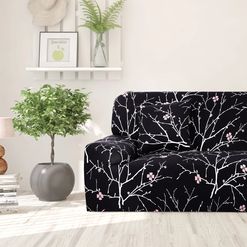 Black White Branches Sofa Slipcover F8116