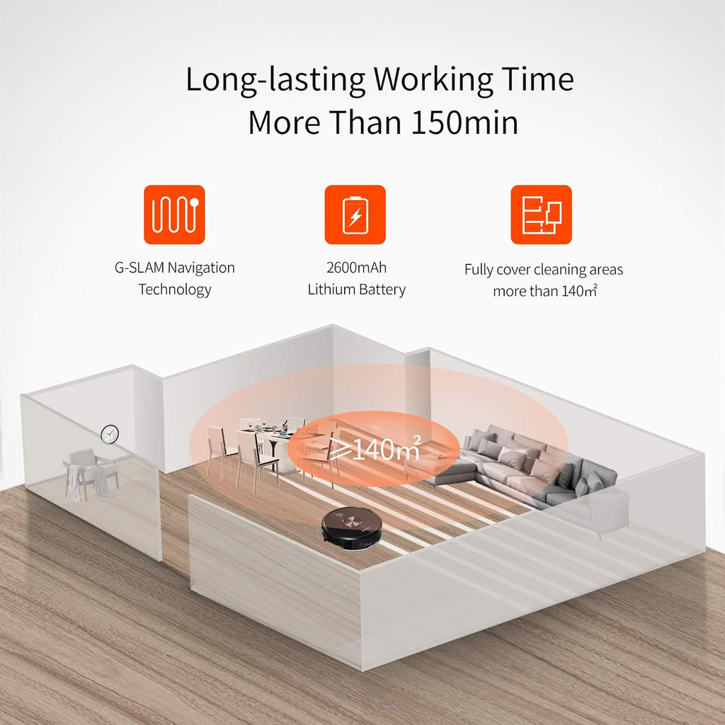 Robot Vacuum Cleaner and Mop, 3000Pa Suction, 150Mins Runtime S22453