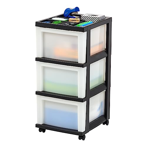 Black Plastic 4-Drawer Rolling Cart W737