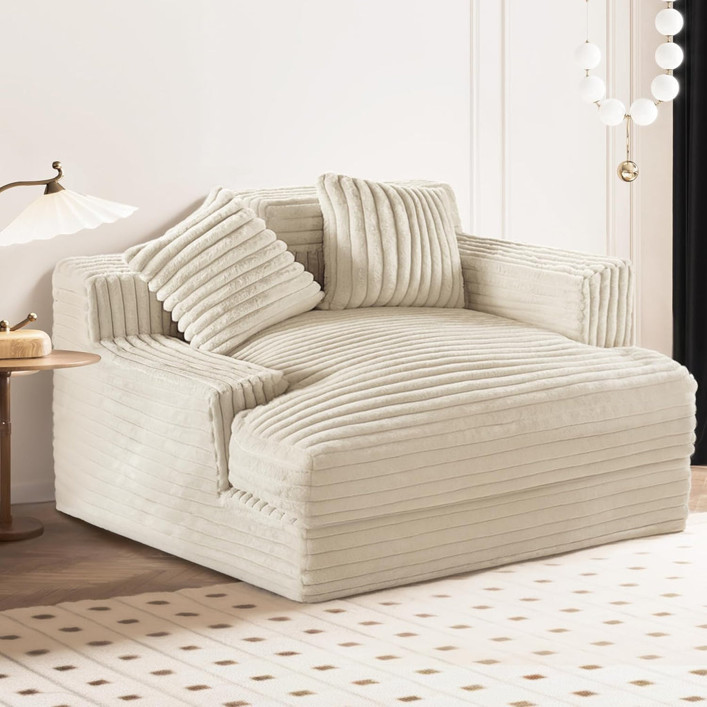 Oversized Chaise Lounge Sofa with 2 Throw Pillows U96220