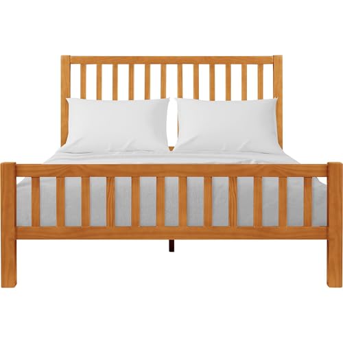 Queen Cherry Wooden Platform Bed with 2 Nightstands C730