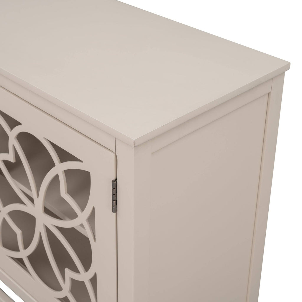 Cream White Wood Accent Sideboard Storage Cabinet with Doors and Shelf R574