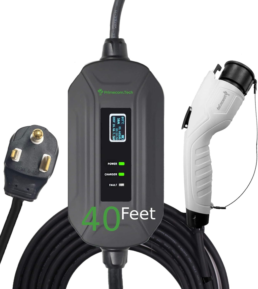 Portable Level 2 Electric Vehicle Charger, 16Amp, 50 Feet P8021