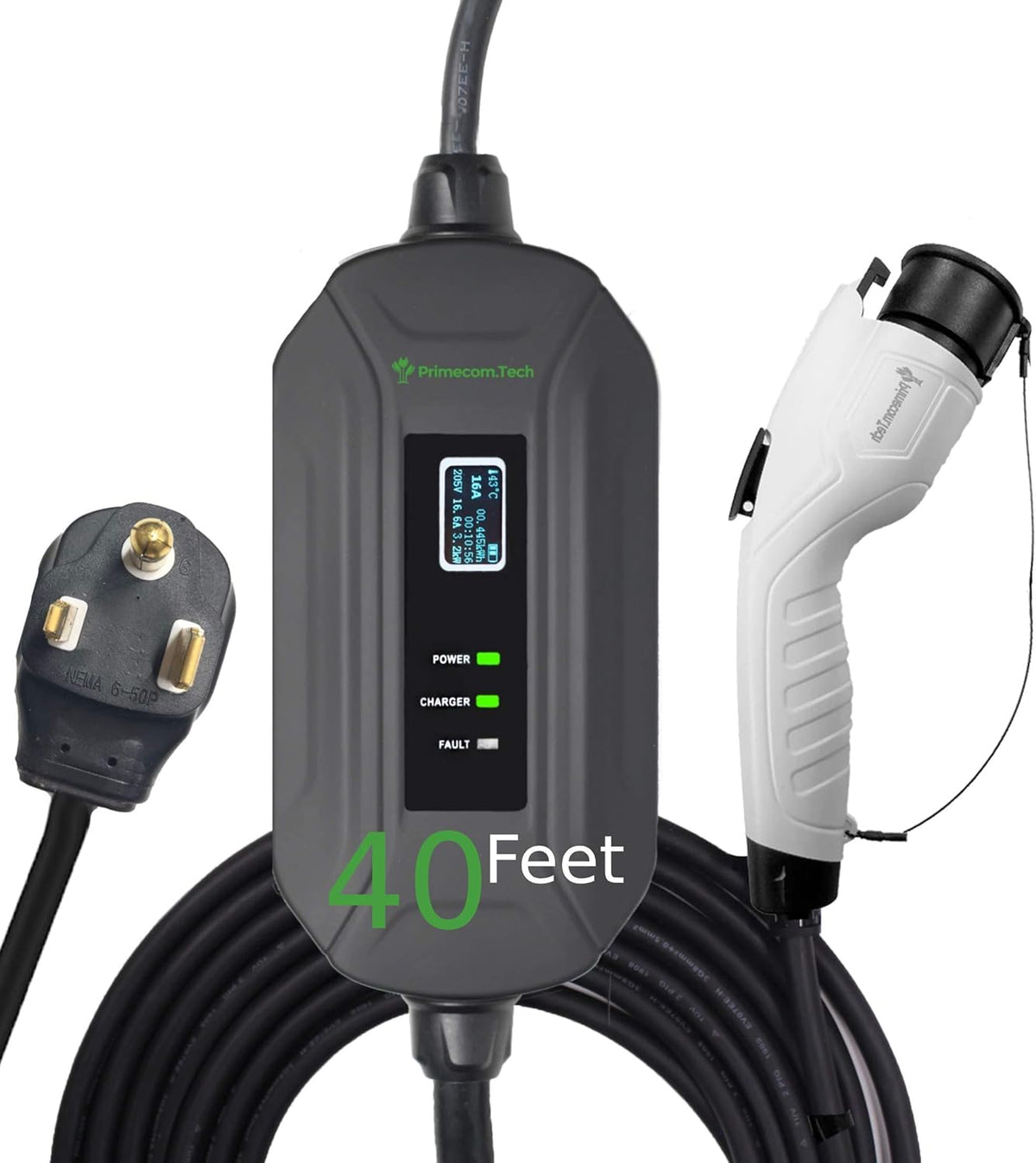 Portable Level 2 Electric Vehicle Charger, 16Amp, 50 Feet P8021