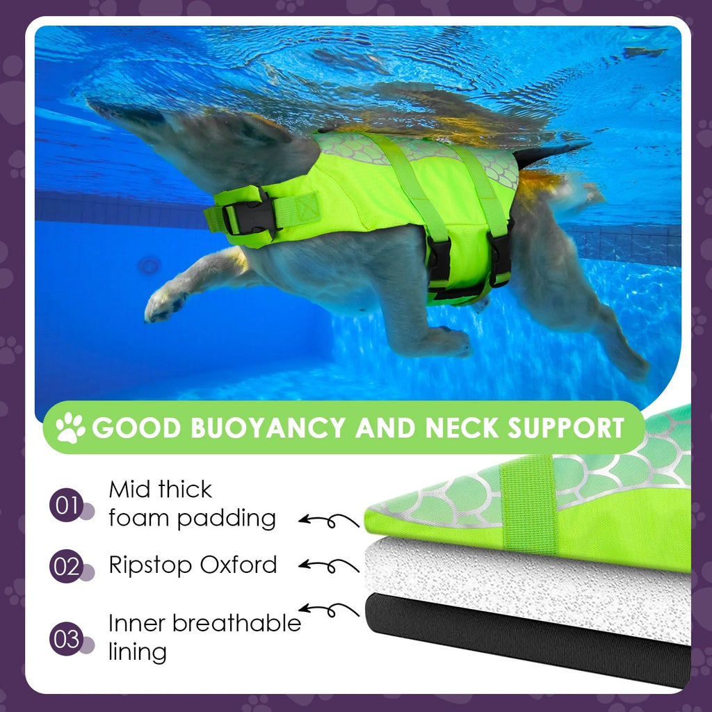 Mermaid Dog Life Jacket with Rescue Handle O3274