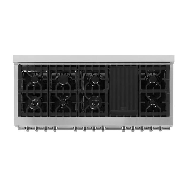 9 Burner Double Oven Dual Fuel Range with Black Matte Door F748