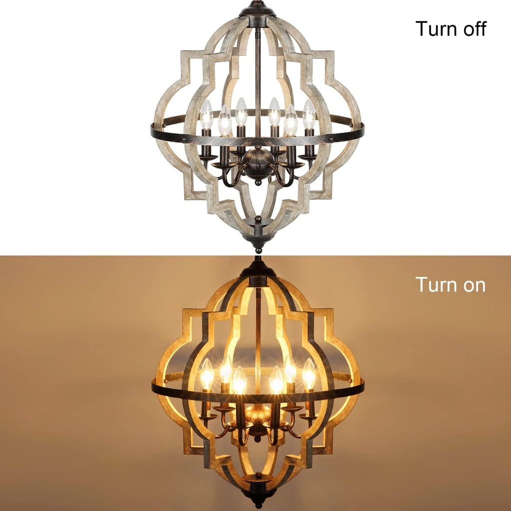 6 Light Farmhouse Chandelier with Globe Light Fixture L585766