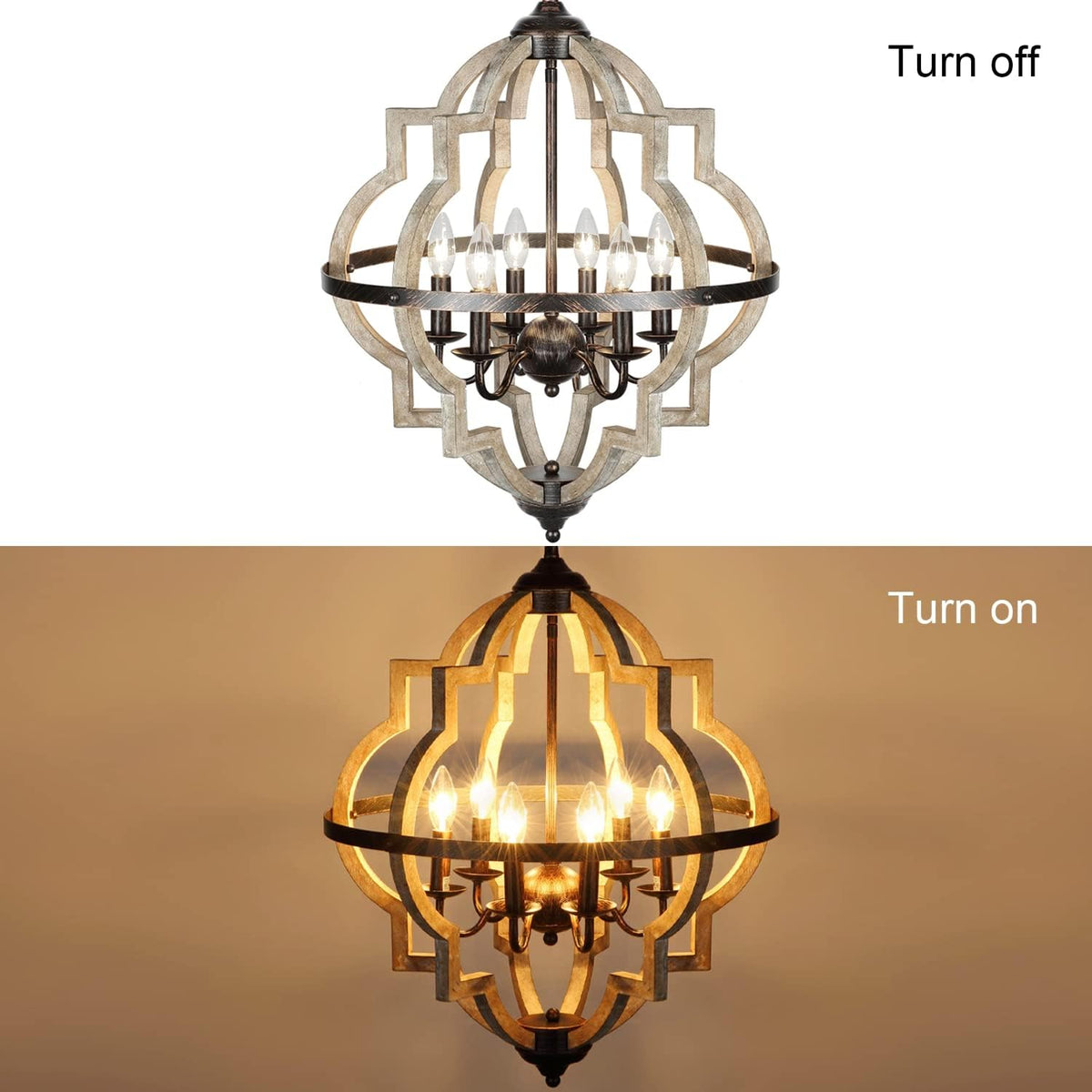 6 Light Farmhouse Chandelier with Globe Light Fixture L585766