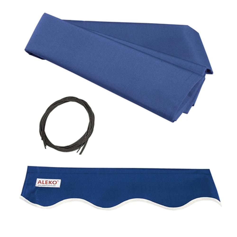 Black Frame Retractable Patio Canopy Awning Blue I969839