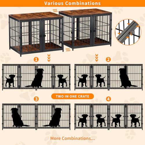 Large Wooden Dog Crate Furniture with Removable Divider I9583
