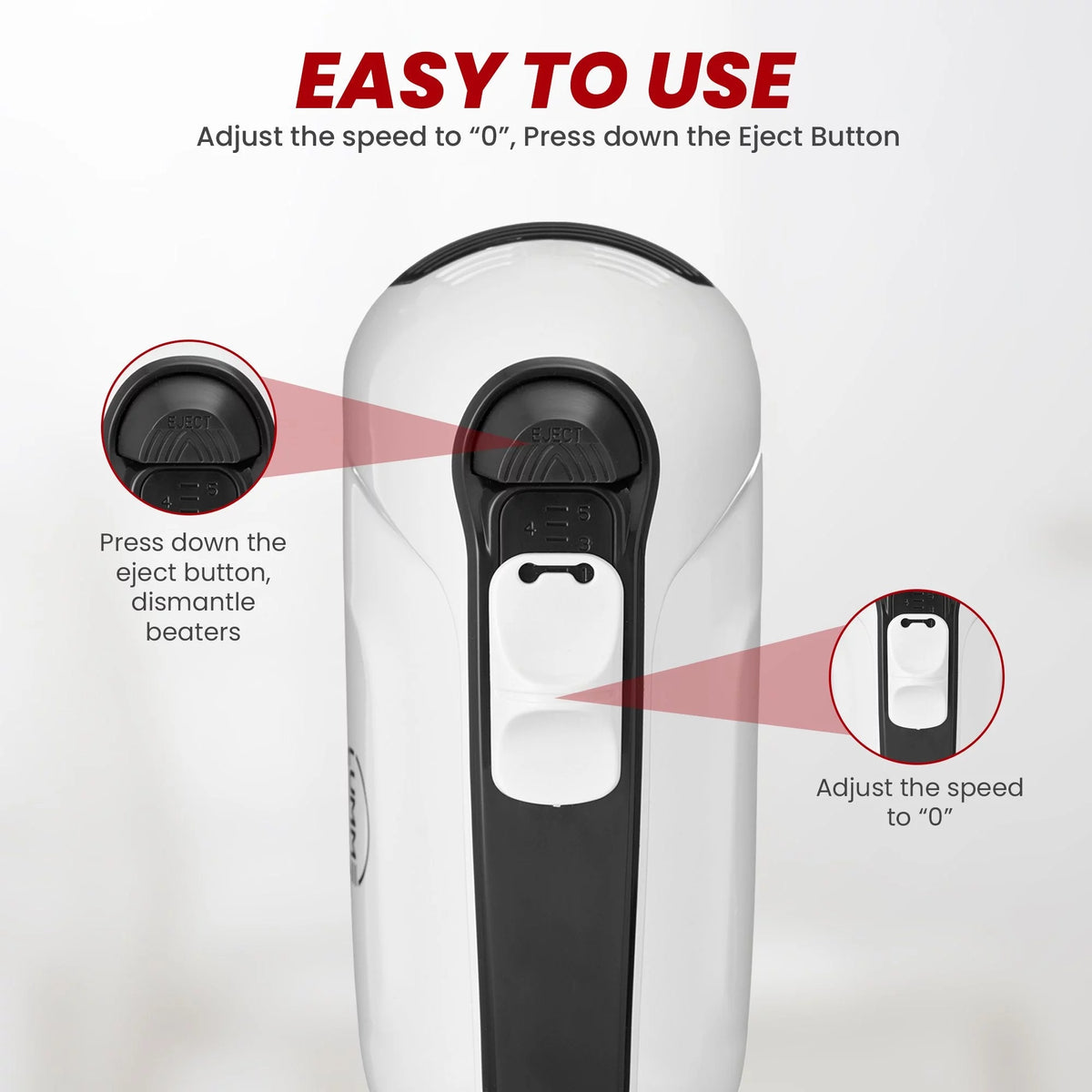 Grey Electric Hand Mixer with 5 Speeds, 2 Beaters, 2 Dough Hooks, Storage Case O28563