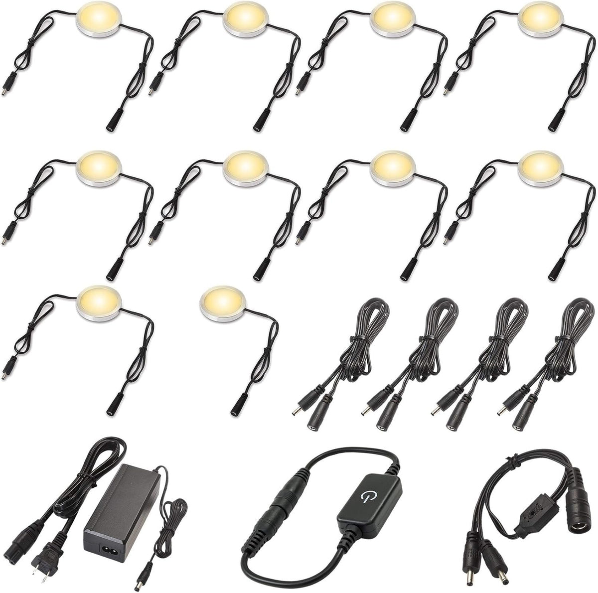 Under Cabinet LED Lighting Kit, Touch Dimmable, 12 Lights, Warm White V582