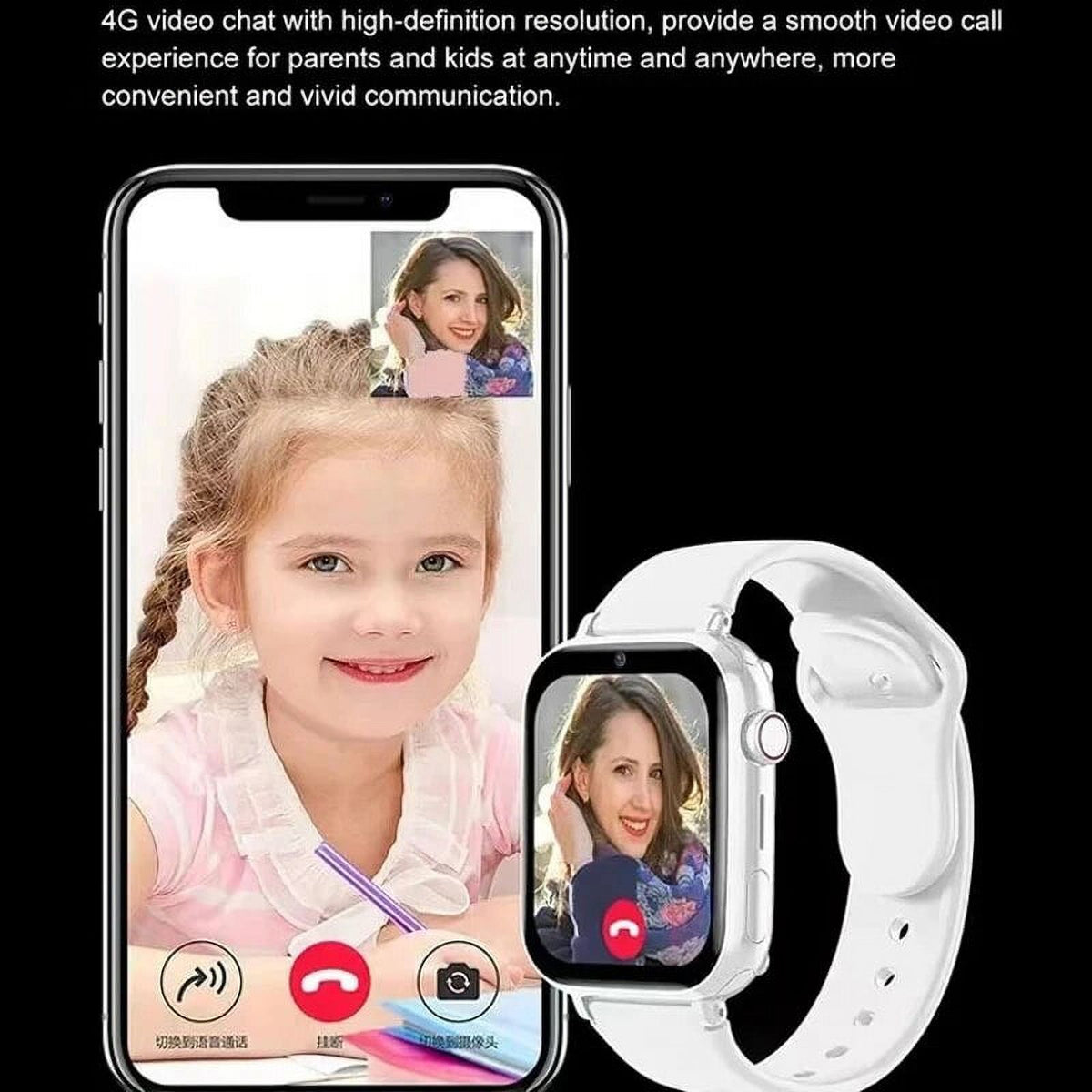 White 4G Smart Watch with GPS Location Tracker Camera M449338