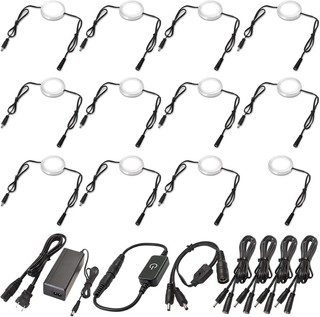 Under Cabinet LED Lighting Kit, Touch Dimmable, 12 Lights, Warm White V582