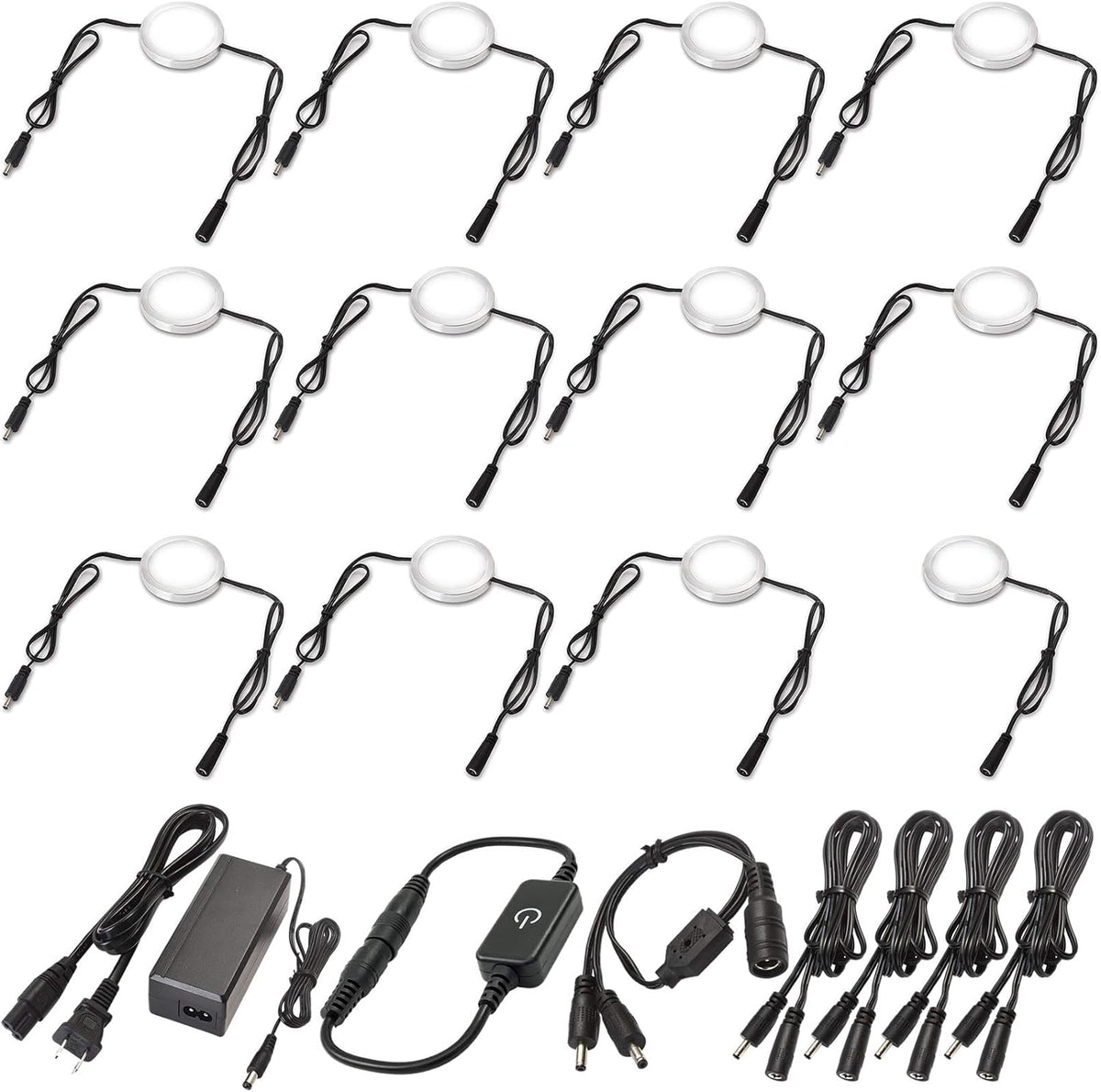 Under Cabinet LED Lighting Kit, Touch Dimmable, 12 Lights, Warm White V582
