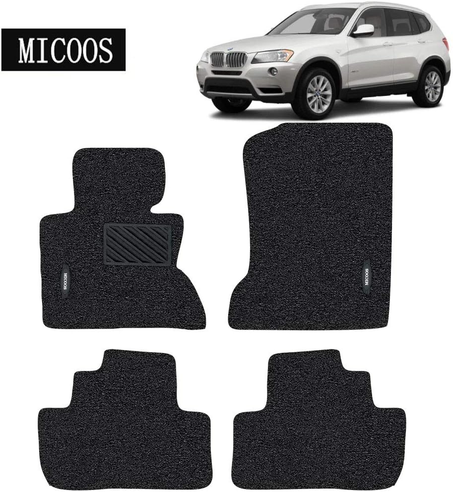 Compatible with Car Floor Mat Carpet for BMW X3 (2003-2010) E83, All Weather Heavy Duty Floor Mat Set Waterproof Stain-Resistant (Black) C384