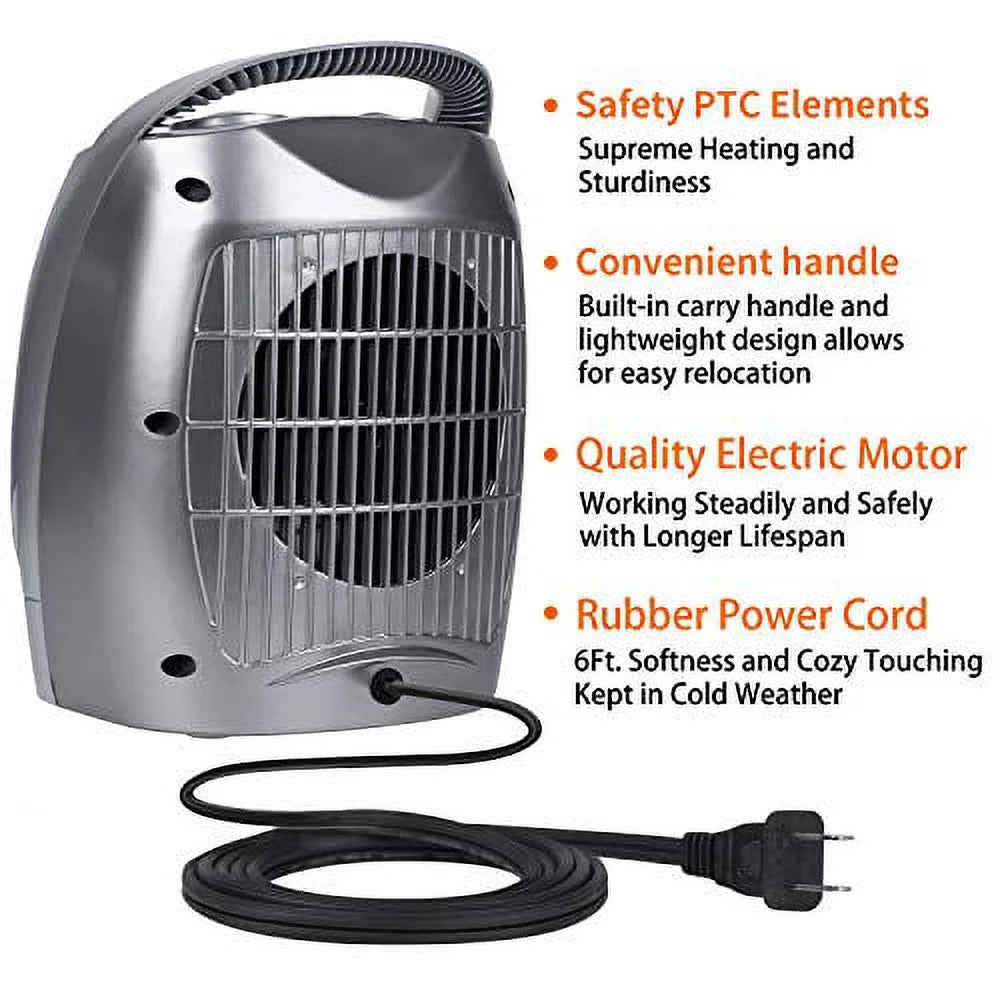 Silver Ceramic Electric Space Heater 1500W S608