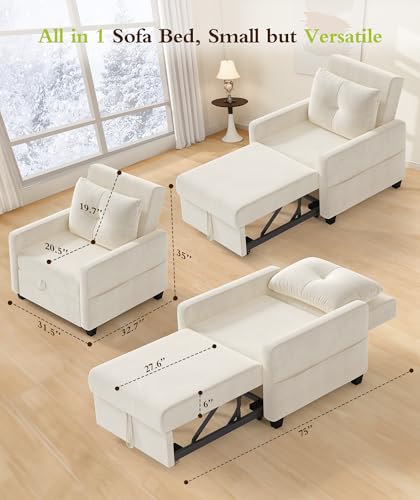 Blue Velvet 3 in 1 Convertible Sleeper Chair with Pillow V60142