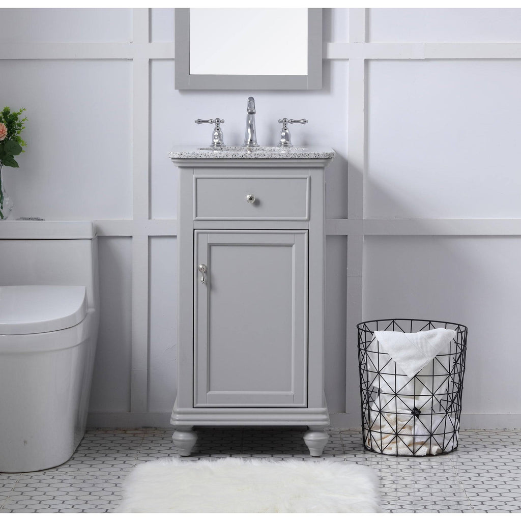 Grey 18 inch Bathroom Vanity Cabinet Set with Granite Top T665