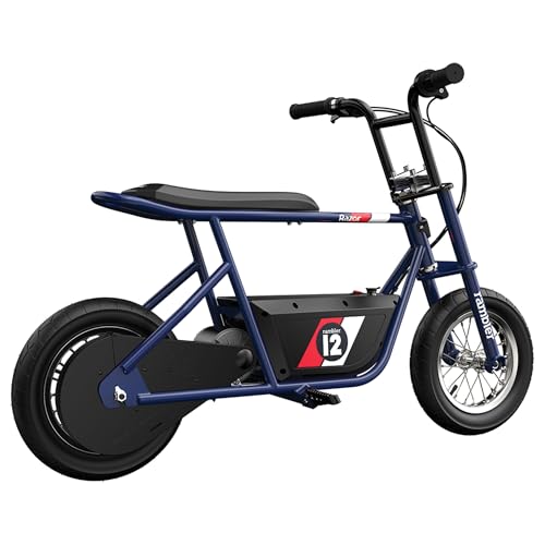 Dark Blue Electric Retro Minibike with 250W Motor, 12 Inch Tires, 24V Battery Y633