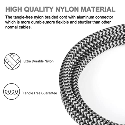 3 Pack Nylon Braided Micro USB Cable A104597