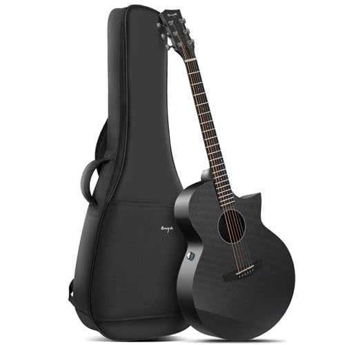 Acoustic Electric Guitar Carbon Fiber 41" 4/4 Sized Guitar Bundle with Hard Case E1023