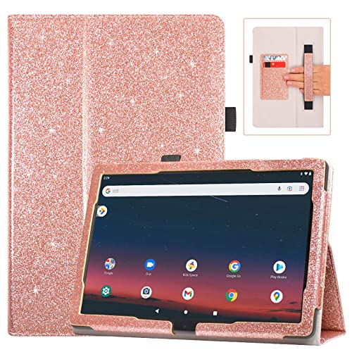 Glitter Rose Folio Leather Cover for Onn 10.1 Tablet E593815
